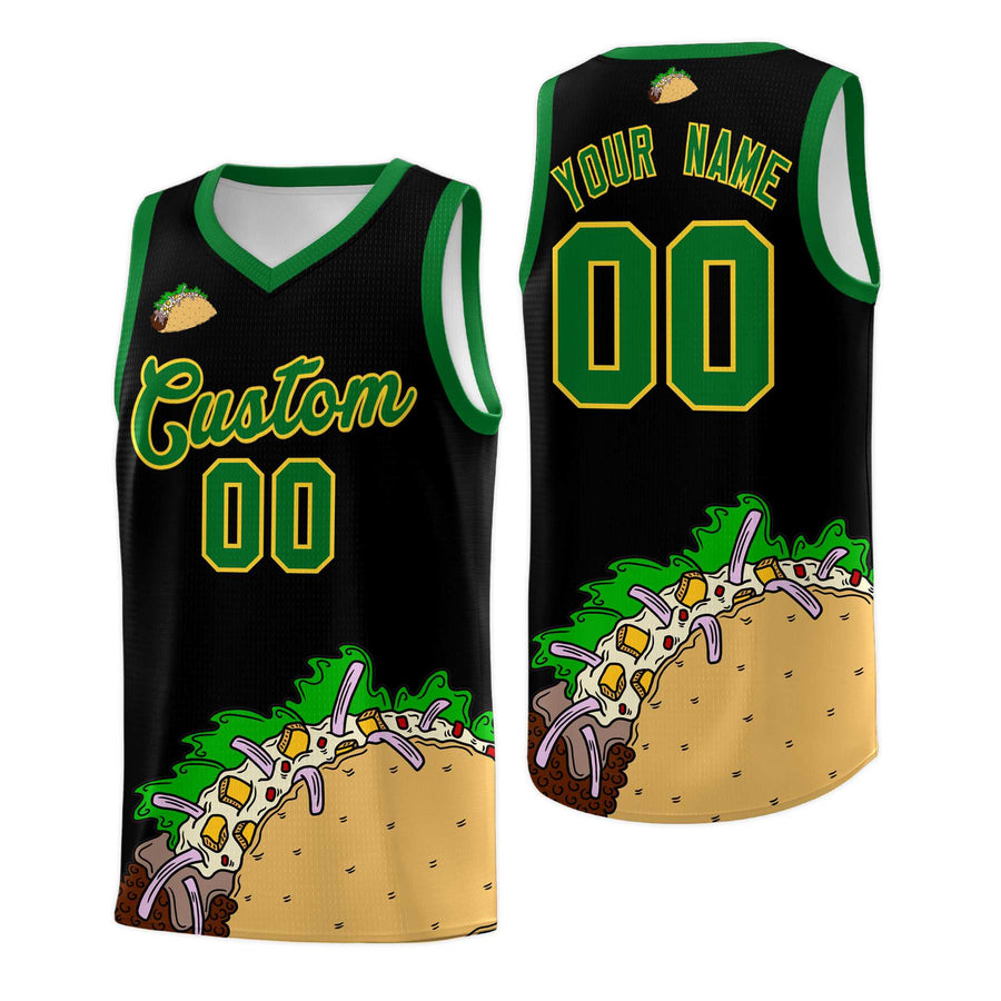 Custom Black Kelly Green Mexican Colors Graffiti Patterns Wrinkle-Resistant Uniform Basketball Jersey | BuyFootballJersey