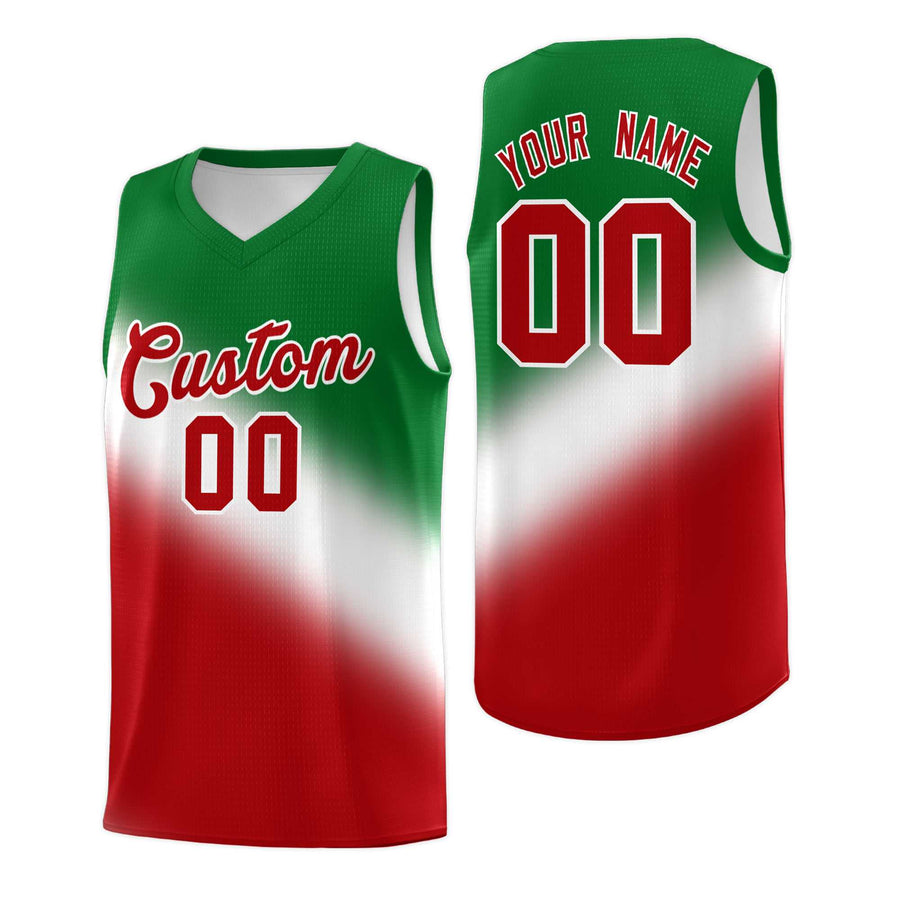 Custom White Kelly Green Red Mexican Colors Graffiti Patterns Wrinkle-Resistant Uniform Basketball Jersey | BuyFootballJersey