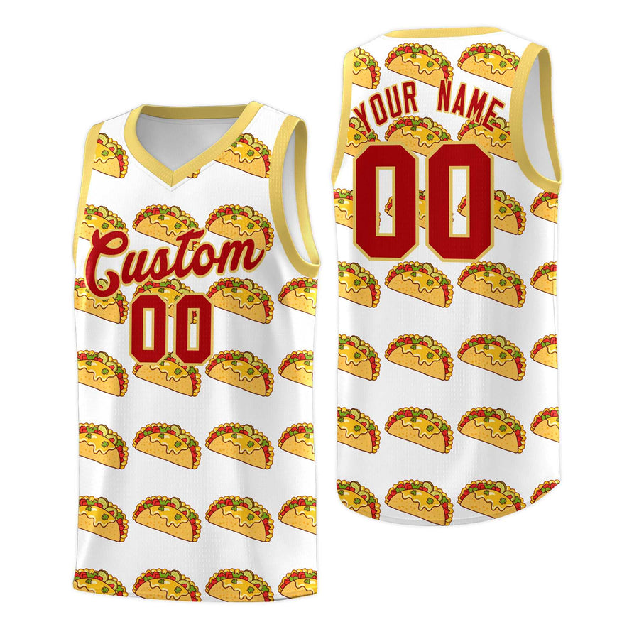 Custom White Khaki Mexican Colors Graffiti Patterns Drapable Uniform Basketball Jersey | BuyFootballJersey