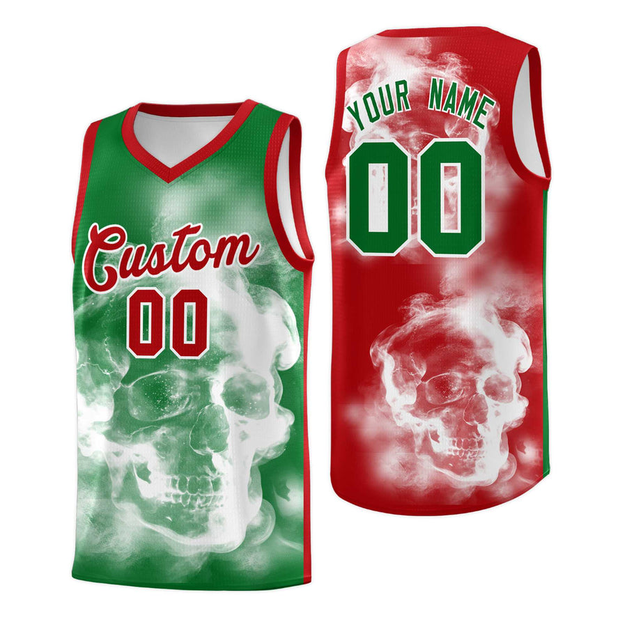 Custom White Red Kelly Green Mexican Colors Graffiti Patterns Drapable Uniform Basketball Jersey | BuyFootballJersey
