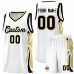 Custom White Black-Old Gold Graffiti Pattern Side Curve Pattern Sports Uniform Basketball Jersey Sets | BuyFootballJersey