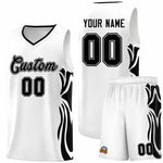 Custom White Black-Black Graffiti Pattern Side Curve Pattern Sports Uniform Basketball Jersey Sets | BuyFootballJersey