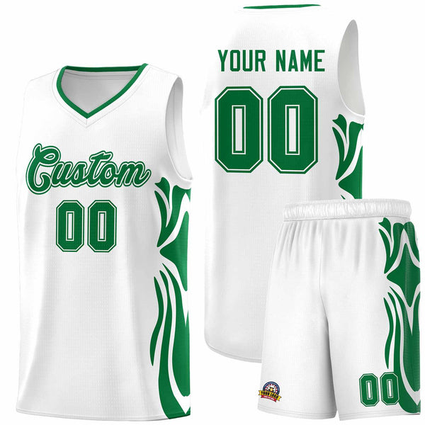 Custom White Kelly Green-Kelly Green Graffiti Pattern Side Curve Pattern Sports Uniform Basketball Jersey Sets | BuyFootballJersey