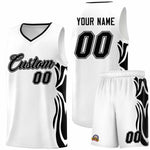Custom White Black-Black Graffiti Pattern Side Curve Pattern Sports Uniform Basketball Jersey Sets | BuyFootballJersey