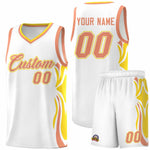 Custom White Light Orange-Gold Graffiti Pattern Side Curve Pattern Sports Uniform Basketball Jersey Sets | BuyFootballJersey
