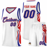 Custom White Royal-Red Graffiti Pattern Side Curve Pattern Sports Uniform Basketball Jersey Sets | BuyFootballJersey