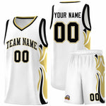 Custom White Black-Old Gold Graffiti Pattern Side Curve Pattern Sports Uniform Basketball Jersey Sets | BuyFootballJersey