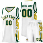 Custom White Green-Old Gold Graffiti Pattern Side Curve Pattern Sports Uniform Basketball Jersey Sets | BuyFootballJersey