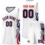 Custom White Navy-Red Graffiti Pattern Side Curve Pattern Sports Uniform Basketball Jersey Sets | BuyFootballJersey