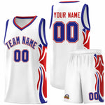 Custom White Royal-Red Graffiti Pattern Side Curve Pattern Sports Uniform Basketball Jersey Sets | BuyFootballJersey