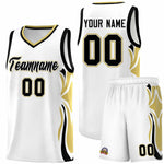 Custom White Black-Old Gold Graffiti Pattern Side Curve Pattern Sports Uniform Basketball Jersey Sets | BuyFootballJersey