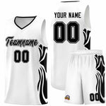 Custom White Black-Black Graffiti Pattern Side Curve Pattern Sports Uniform Basketball Jersey Sets | BuyFootballJersey