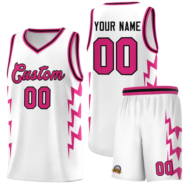 Custom White Side Lightning Pattern Sports Uniform Basketball Jersey | BuyFootballJersey