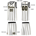 Custom White Black Old Gold Vertical Stripes Single Sided Sets Basketball Jersey | BuyFootballJersey