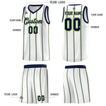 Custom White Navy Neon Green Vertical Stripes Single Sided Sets Basketball Jersey | BuyFootballJersey