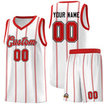 Custom White Red Black Vertical Stripes Single Sided Sets Basketball Jersey | BuyFootballJersey