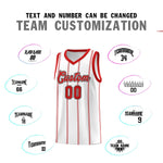 Custom White Red Black Vertical Stripes Single Sided Sets Basketball Jersey | BuyFootballJersey