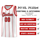 Custom White Red Black Vertical Stripes Single Sided Sets Basketball Jersey | BuyFootballJersey