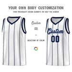 Custom White Navy Light Blue Vertical Stripes Single Sided Sets Basketball Jersey | BuyFootballJersey