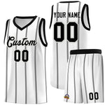 Custom White Black Gray Vertical Stripes Single Sided Sets Basketball Jersey | BuyFootballJersey