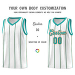Custom White Aqua Orange Vertical Stripes Single Sided Sets Basketball Jersey | BuyFootballJersey