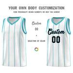 Custom White Sky Blue Black Vertical Stripes Single Sided Sets Basketball Jersey | BuyFootballJersey
