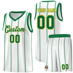 Custom White Kelly Green Gold Vertical Stripes Single Sided Sets Basketball Jersey | BuyFootballJersey