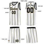 Custom White Black Old Gold Vertical Stripes Single Sided Sets Basketball Jersey | BuyFootballJersey