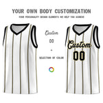Custom White Black Old Gold Vertical Stripes Single Sided Sets Basketball Jersey | BuyFootballJersey