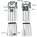 Custom White Navy Neon Green Vertical Stripes Single Sided Sets Basketball Jersey | BuyFootballJersey