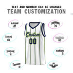 Custom White Navy Neon Green Vertical Stripes Single Sided Sets Basketball Jersey | BuyFootballJersey