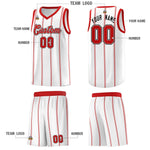 Custom White Red Black Vertical Stripes Single Sided Sets Basketball Jersey | BuyFootballJersey