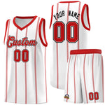Custom White Red Black Vertical Stripes Single Sided Sets Basketball Jersey | BuyFootballJersey