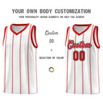 Custom White Red Black Vertical Stripes Single Sided Sets Basketball Jersey | BuyFootballJersey