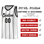 Custom White Black Gray Vertical Stripes Single Sided Sets Basketball Jersey | BuyFootballJersey