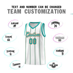 Custom White Aqua Orange Vertical Stripes Single Sided Sets Basketball Jersey | BuyFootballJersey