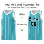 Custom Sky Blue White Black Vertical Stripes Single Sided Sets Basketball Jersey | BuyFootballJersey