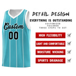 Custom Sky Blue White Black Vertical Stripes Single Sided Sets Basketball Jersey | BuyFootballJersey