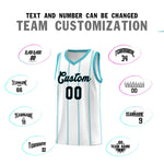 Custom White Sky Blue Black Vertical Stripes Single Sided Sets Basketball Jersey | BuyFootballJersey