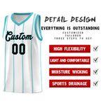 Custom White Sky Blue Black Vertical Stripes Single Sided Sets Basketball Jersey | BuyFootballJersey