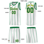 Custom White Kelly Green Gold Vertical Stripes Single Sided Sets Basketball Jersey | BuyFootballJersey