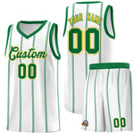 Custom White Kelly Green Gold Vertical Stripes Single Sided Sets Basketball Jersey | BuyFootballJersey