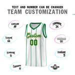 Custom White Kelly Green Gold Vertical Stripes Single Sided Sets Basketball Jersey | BuyFootballJersey