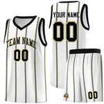 Custom White Black Old Gold Vertical Stripes Single Sided Sets Basketball Jersey | BuyFootballJersey