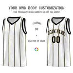 Custom White Black Old Gold Vertical Stripes Single Sided Sets Basketball Jersey | BuyFootballJersey