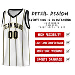 Custom White Black Old Gold Vertical Stripes Single Sided Sets Basketball Jersey | BuyFootballJersey