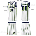 Custom White Navy Neon Green Vertical Stripes Single Sided Sets Basketball Jersey | BuyFootballJersey
