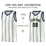 Custom White Navy Neon Green Vertical Stripes Single Sided Sets Basketball Jersey | BuyFootballJersey