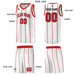 Custom White Red Black Vertical Stripes Single Sided Sets Basketball Jersey | BuyFootballJersey