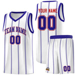 Custom White Royal Blue Red Vertical Stripes Single Sided Sets Basketball Jersey | BuyFootballJersey